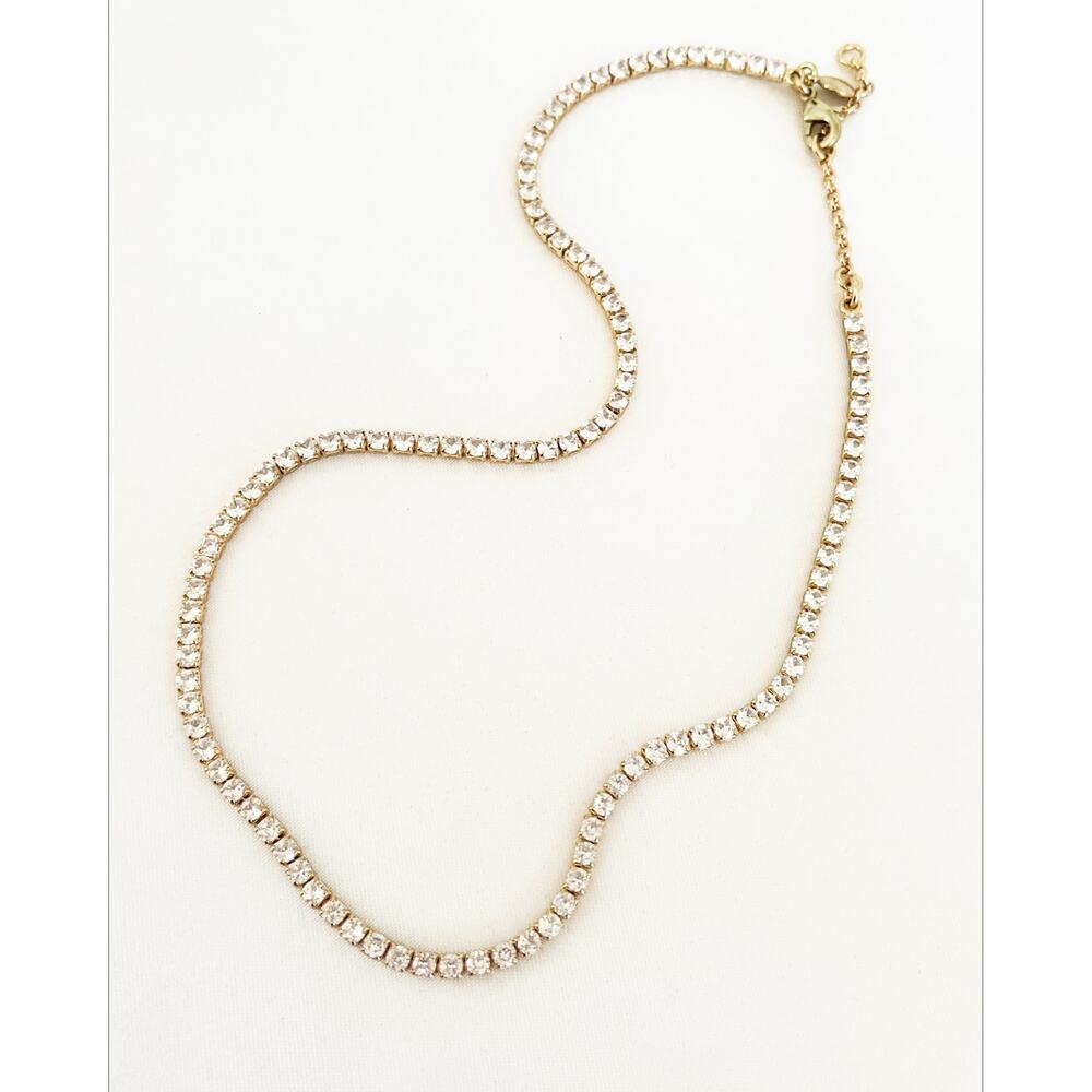 J CREW TENNIS Necklace Square Cubic Zirconia Bezel Set Tennis Necklace - Picture 14 of 14